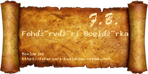 Fehérvári Boglárka névjegykártya