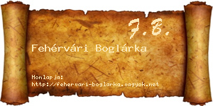 Fehérvári Boglárka névjegykártya